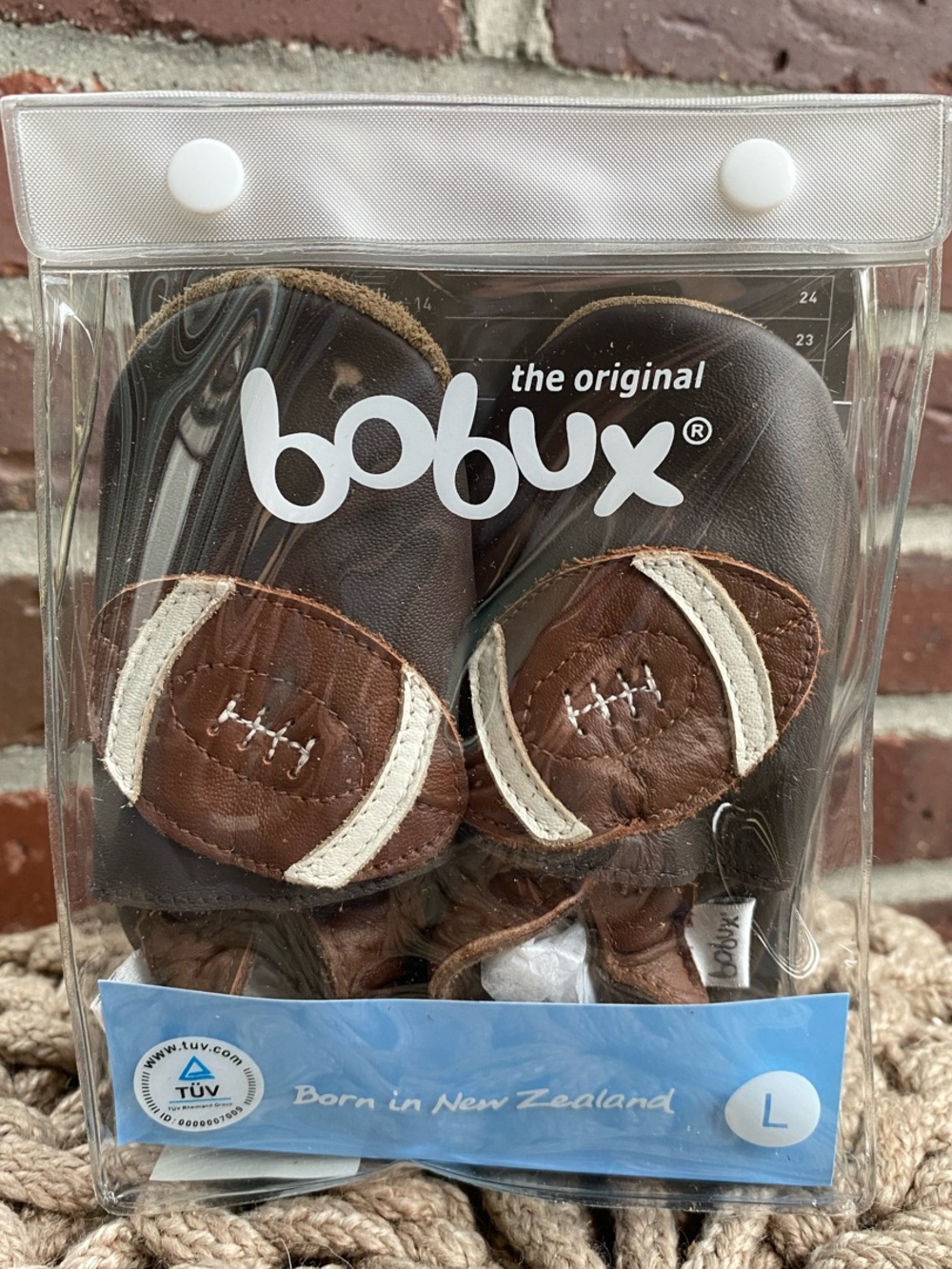 Bobux Brown & Cream Football Soft Leather Baby Moccasins